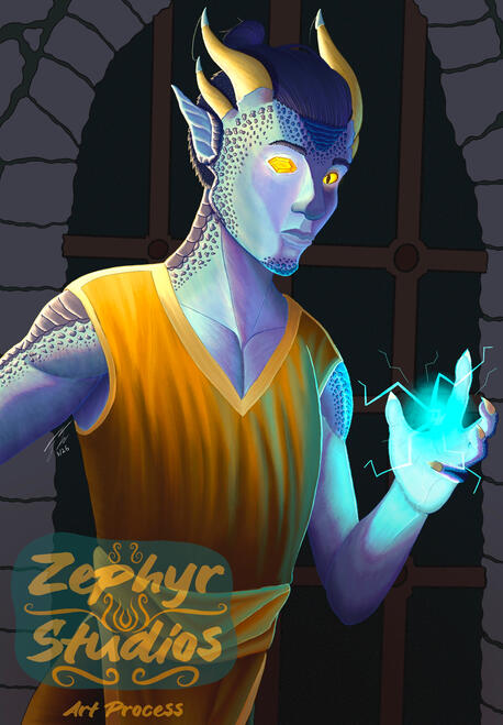 Flat colors are added to the background with grey for the cobblestone and a dark rusty red-ish for the iron bars.